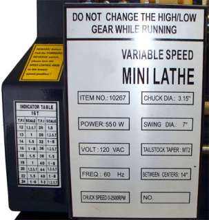 14 Mini Lathe 2500 RPM 550W Metal Lathe  