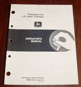 JOHN DEERE THATCHER FOR LX LAWN TRACTOR OPERATOR MANUAL  