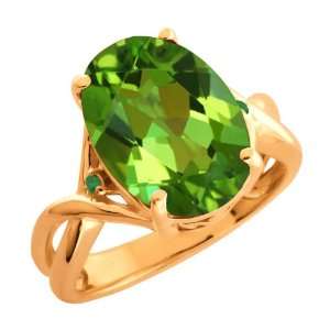   Green Oval Mystic Quartz and Green Diamond 18k Rose Gold Ring Jewelry