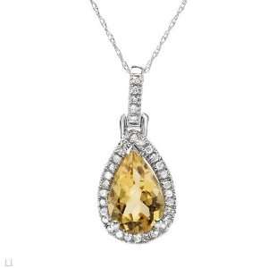 Necklace With 2.15ctw Precious Stones   Genuine Citrine and Diamonds 