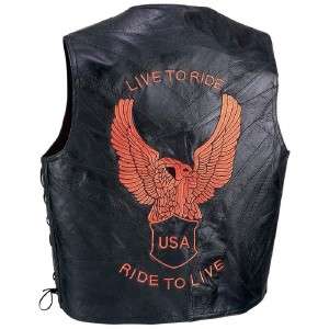 LIVE TO RIDE USA EAGLE LEATHER VEST BIKER MOTORCYCLE  