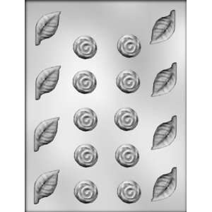 inch Roses and Leaves Chocolate Candy Mold   Floral  