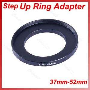   37 52 mm 37 to 52 Step Up Lens Filter Metal Ring Adapter Black  