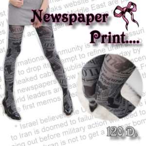 NEWSPAPER LETTERS PRINT Pantyhose/Tights Cool fashion  
