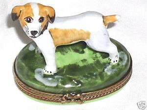 Chamart Limoges Jack Russell Terrier Oval Trinket Box  
