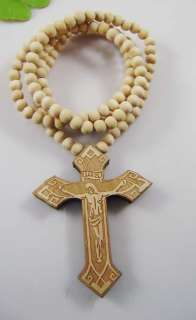 Jesus cross pendant long necklace good wood Men Women hiphop chain 