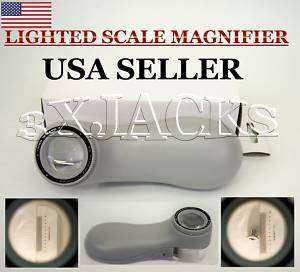 LIGHTED SCALE MAGNIFIER MAGNIFYING GLASS SCOPE MEASURE  