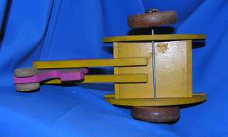   TOY KRAFT   1920S WOOD EASTER BUNNY CART Pull Toy, PRIMITIVE FOLK ART