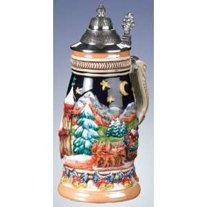 German Beer Stein with Horse Drawn Sleigh  Kitchen 