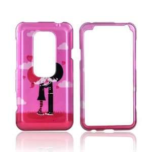  Pink Emo Love Hard Plastic Case Cover For HTC EVO 3D 