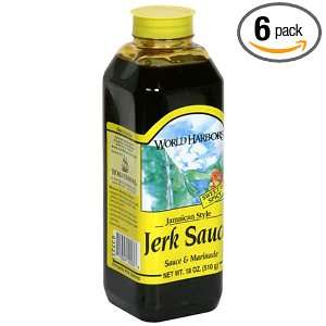 World Harbors Jamican Style Jerk Sauce, 16 Ounce Bottle, (Pack of 6)