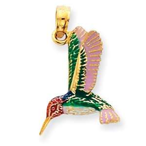  14k Enameled Hummingbird Pendant Jewelry