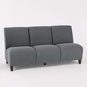  Siena Armless Three Seat Sofa Avon Gray Fabric/Walnut 