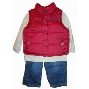  Timberland Baby Boys 3 Pc. Outfit Vest, Shirt & Jeans Size 