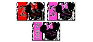 Pink Zebra Print Mickey & Minnie Mouse Thank You Cards  