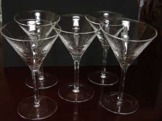Pier 1 Crackle Crystal Angled Rim Martini Glasses (5)  