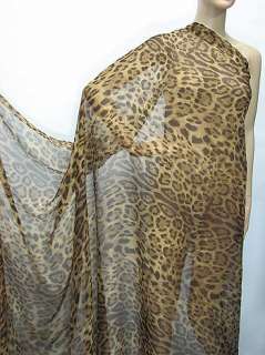 Leopard Print, Silk Fabric Chiffon Material per yard  