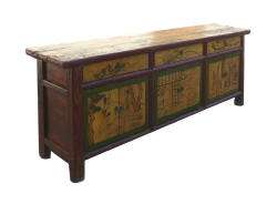Mongolian Antique Hand Paint Long Buffet Table Cabinet WK2213  