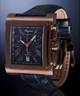 style #314483001 rose gold Palagio chronograph leather strap watch
