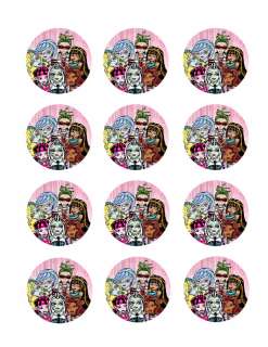 MONSTER HIGH Doll Edible Cupcake Image Icing Toppers  