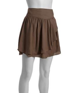 BCBGeneration dark taupe asymmetrical drape front skirt