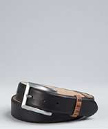 Paul Smith black leather striped loop rectangle buckle belt style 