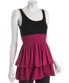 Casual Couture by Green Envelope berry colorblock cotton tiered tank 