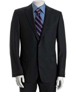 Hugo Boss navy pinstriped wool 2 button Cooper/Reno suit with flat 