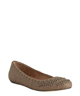 Corso Como light taupe leather Python embossed flats   up to 