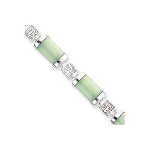   Inch Open Backed Green Jade Bracelet   Box Clasp   JewelryWeb Jewelry