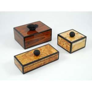  Lacquer Wood Boxes with Resin Handles 