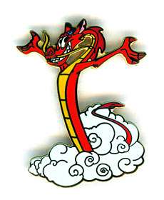 Disney Mulan Mushu red Dragon full body rare pin/pins  