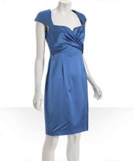 David Meister sky blue sateen cap sleeve dress  