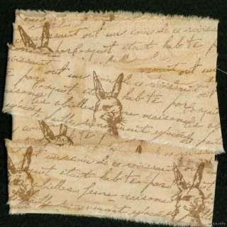 x0 muslin rubber stamped prim tea stain easter rabbit  