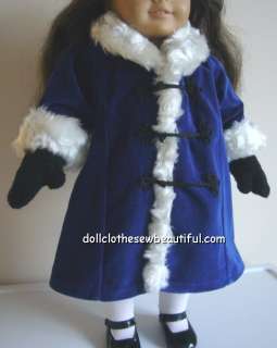 Navy Coat & Mittens fits American Girl Samantha Doll  
