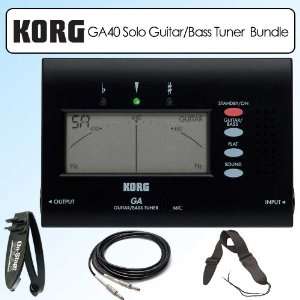 Korg GA40 Advanced Solo Guitar & Bass Tuner Bundle With Guitar Strap 