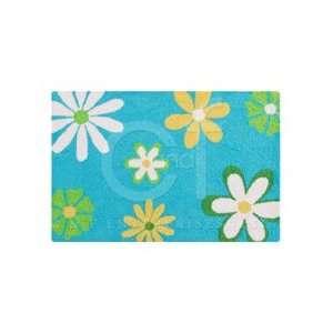  22 x 34 Washable Rug, Flowers on Blue