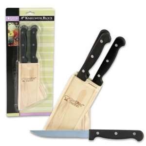  Steak Knife with Wood Block, 4 Pieces Case Pack 48