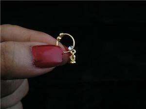 Indian Exclusive Nath Nose Ring Long 1 Cubic Zarqonia Stone Gold 