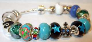 BLUE STAR Pandora Bracelet(f8) Star Crystal,Murano Beads,nice design 