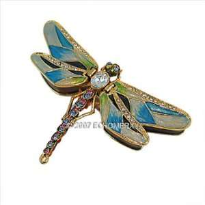 Dragonfly Trinket Box Bejeweled  Enameled Collectible 