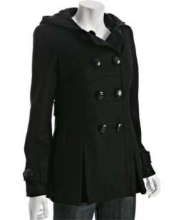 Miss Sixty black wool blend double breasted hooded coat   up 