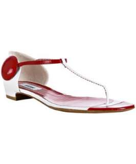 Moschino white and red patent thong sandals  