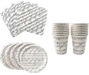 Sheet Music Paper Plates, Cups, Napkins Set  