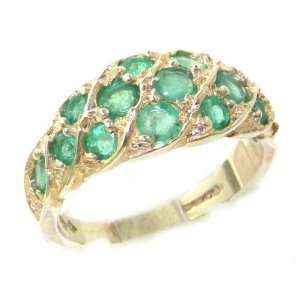 com Luxury Ladies Solid White Gold Natural Vibrant Emerald Band Ring 