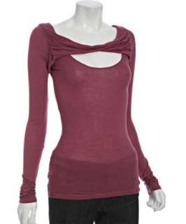 Rebecca Beeson berry modal cashmere cut out neck top   up to 