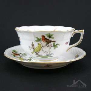 Herend Rothschild Bird Large Cup & Saucer 733/RO M #6  