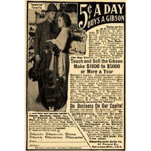  1918 Ad Gibson Guitar Mandolin Music Instrument Teacher 