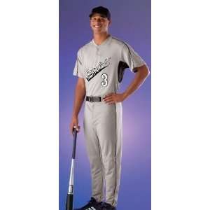 Alleson Athletic Mens 2 Button Baseball Jersey   Small Black / White 