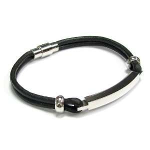   Black Leather Cord 3mm Magnetic Wrist Round Bracelet 8 Men Jewelry
